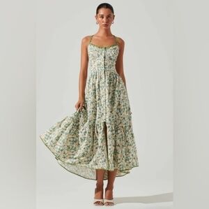 ISO ASTR Yamila Dress in Olive & Yellow Floral - Size Small
